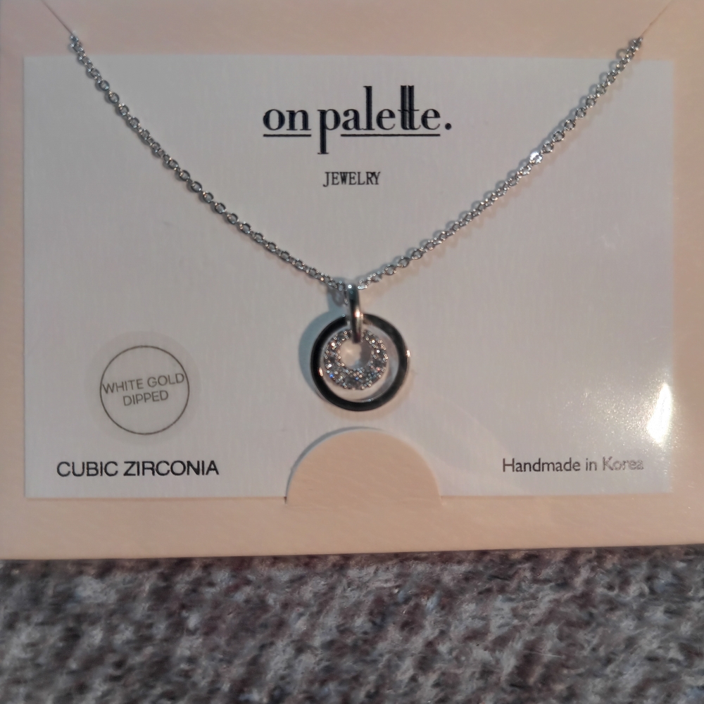 White Gold Dipped Necklace with Cubic Zirconia
